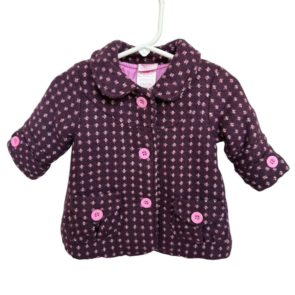 Baby Girl's Nannette Purple/Pink Dot Polyester Lined PeaCoat/Jacket - Sz 6-9m